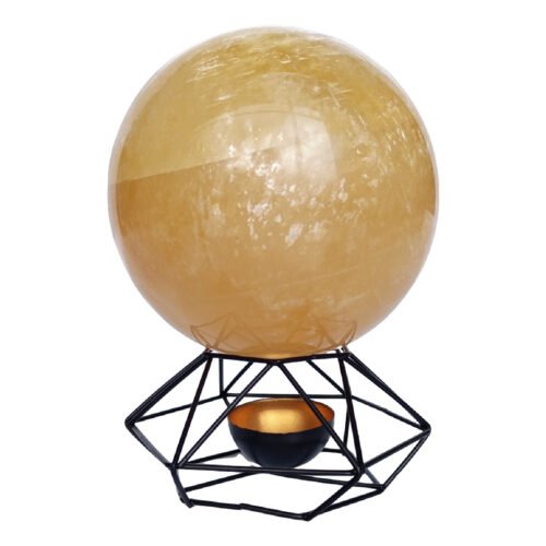 Esfera De Citrino Con Base Geometría Sagrada En Metal