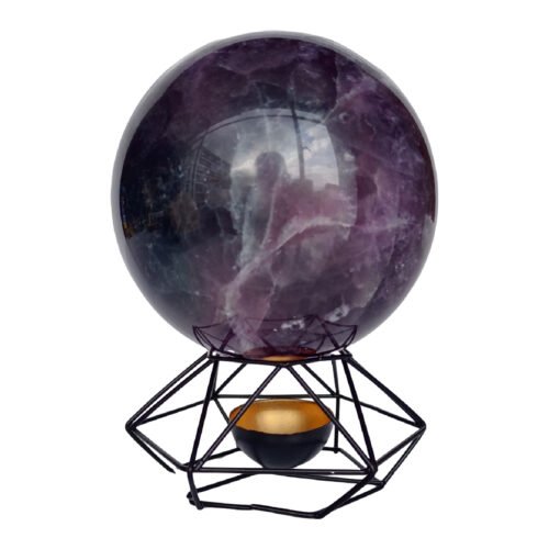 Esfera De Fluorita Con Base Geometría Sagrada En Metal